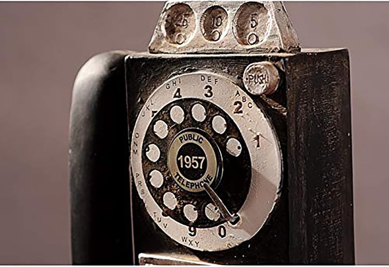 Linmeng Retro Telephones Ornament,Wall Mounted Vintage Rotate Classic Look Dial Pay Phone Model Decoration,Antique Rotary Dial Coin Payphone Ornament Wall Decor-12.5 * 7 * 30CM (Black) - Image 4